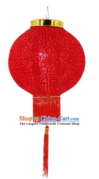 Chinese Traditional Red Tassel Flock Cloth Palace Lanterns Handmade Ceiling Lantern Classical Festive New Year Lamp