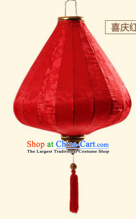 Chinese Traditional Lucky Pattern Red Silk Palace Lanterns Handmade Hanging Lantern Classical Festive New Year Tulip Lamp