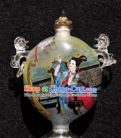 Chinese Handmade Snuff Bottle Traditional Inside Painting Beauty Snuff Bottles with Handles Artware