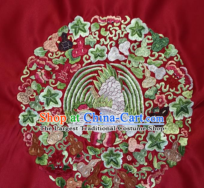 Traditional Chinese Embroidered Phoenix Peach Fabric Hand Embroidering Dress Round Applique Embroidery Cucurbit Silk Patches Accessories