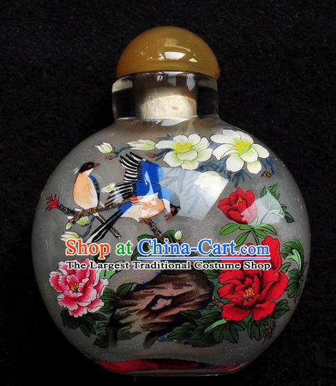 Chinese Handmade Snuff Bottle Traditional Inside Painting Magnolia Birds Snuff Bottles Artware