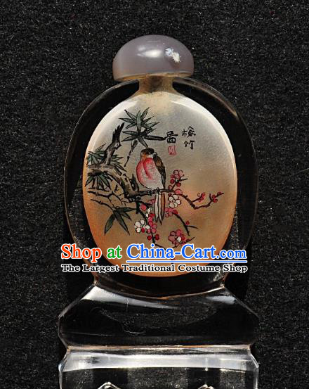 Chinese Handmade Snuff Bottle Traditional Inside Painting Plum Magpie Snuff Bottles Artware