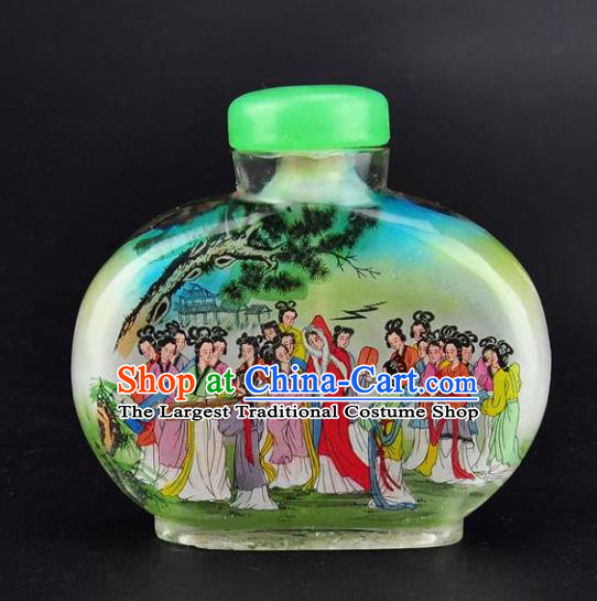 Chinese Handmade Hundred Beauty Snuff Bottle Craft Traditional Inside Painting Court Lady Snuff Bottles Artware