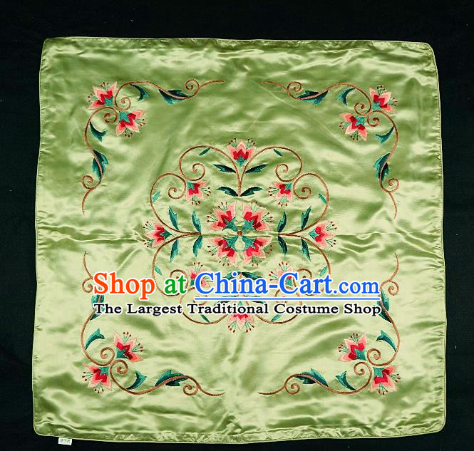 Traditional Chinese Embroidered Flowers Cushion Fabric Patches Hand Embroidering Applique Embroidery Yellow Silk Accessories