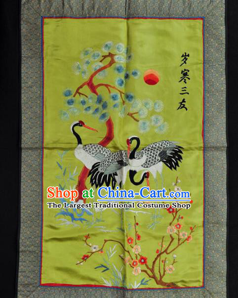 Traditional Chinese Embroidered Pine Cranes Decorative Painting Hand Embroidery Plum Blossom Silk Wall Picture Craft