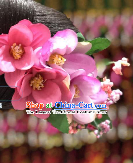 China Handmade Pink Flowers Hair Stick Minority Nationality Women Headwear Miao Ethnic Bride Hair Accessories