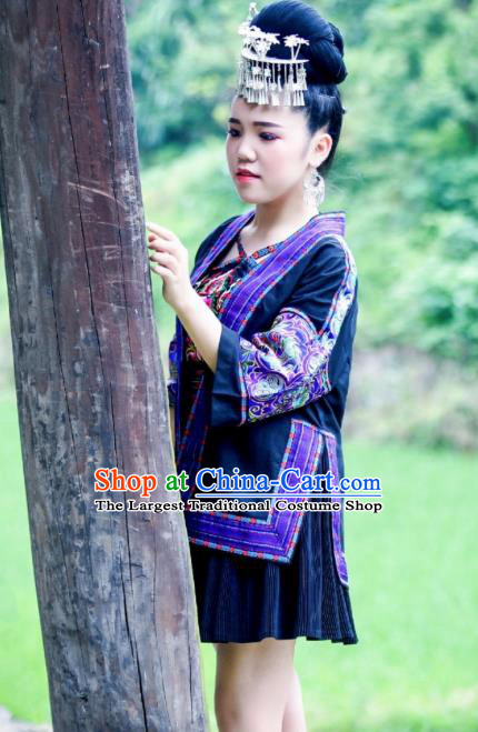 China Xiangxi Tujia Minority Blouse Top and Skirt Traditional Ethnic Festival Apparels National Women Clothing