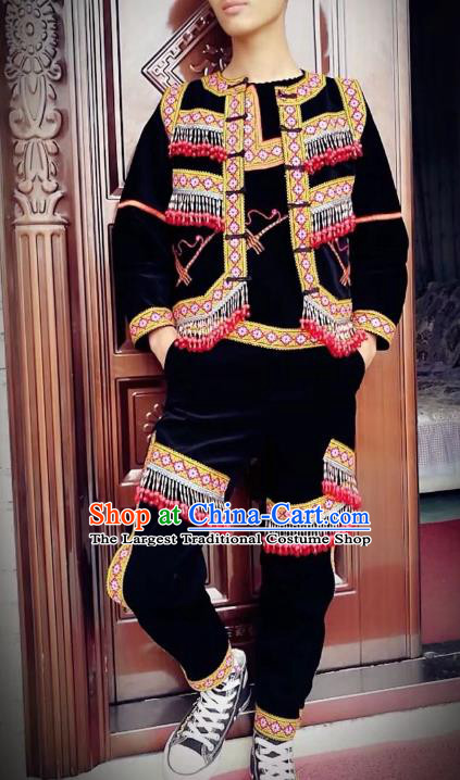 Chinese Ethnic Costumes Quality Miao Nationality Embroidered Clothing Men Shirt and Pants