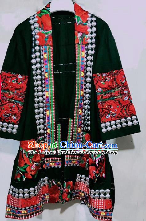 Chinese Miao Ethnic Men Embroidered Coat Costumes Quality Miao Nationality Folk Dance Clothing