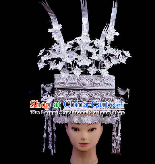 Chinese Miao Ethnic Bride Headdress Quality Miao Nationality Wedding Hair Combs Tassel Hairpins Phoenix Coronet Full Set