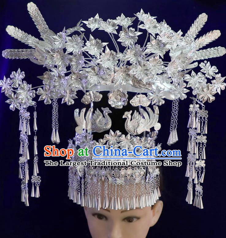 Chinese Miao Ethnic Festival Hair Accessories Quality Minority Nationality Wedding Phoenix Coronet Full Set