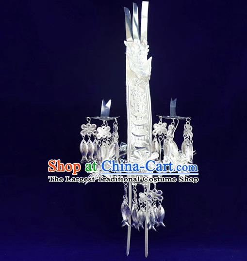 Chinese Ethnic Women Hairpins Guangxi Dong Minority Folk Dance Hair Accessories Phoenix Hair Crown