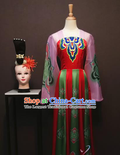 China Classical Dance Costumes Fan Dance Dress Spring Festival Gala Flying Dance Clothing and Headwear