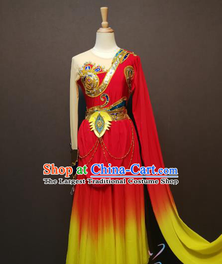 China Spring Festival Gala Water Sleeve Dance Clothing Classical Dance Costumes Women Flying Dance Red Dress