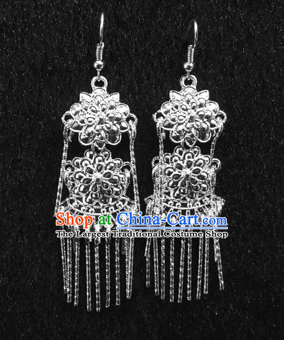 China Women Minority Nationality Flowers Ear Accessories Traditional Ethnic Folk Dance Earrings