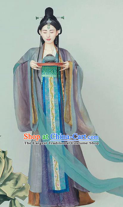 Chinese Tang Dynasty Costumes Hanfu Dress Traditional Ancient Palace Lady Clothing and Headpieces