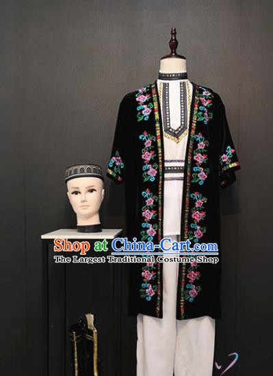 China Xinjiang Ethnic Clothing Traditional Minority Dance Costumes Custom Uyghur Nationality Effendi Apparels and Hat