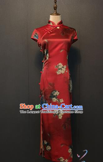 Custom Bride Cheongsam Bride Toast Clothing Shanghai Classical Young Lady Red Silk Qipao Dress