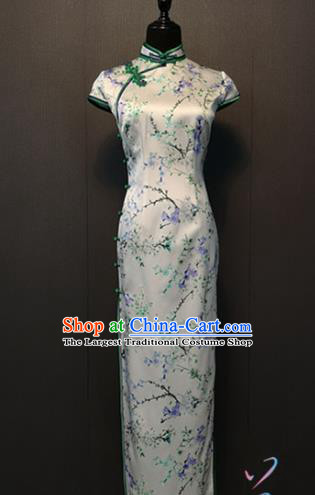 Custom Shanghai Silk Qipao Dress Compere Clothing China Traditional Classical Cheongsam