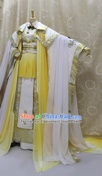 China Ancient Emperor Golden Clothing Custom Professional Cosplay Swordsman King God Costumes