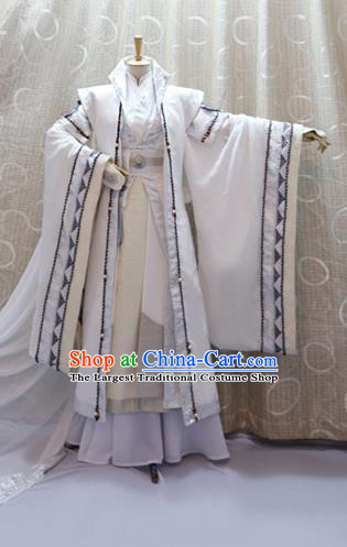 Cosplay Royal Highness Shi Yanwen Costumes Custom China Ancient Swordsman King White Clothing