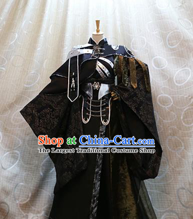 Cosplay King Xijing Wuque Costumes Custom China Ancient Swordsman Black Clothing Complete Set