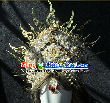 Handmade Baroque Hair Accessories Halloween Cosplay Deluxe Queen Royal Crown Headwear