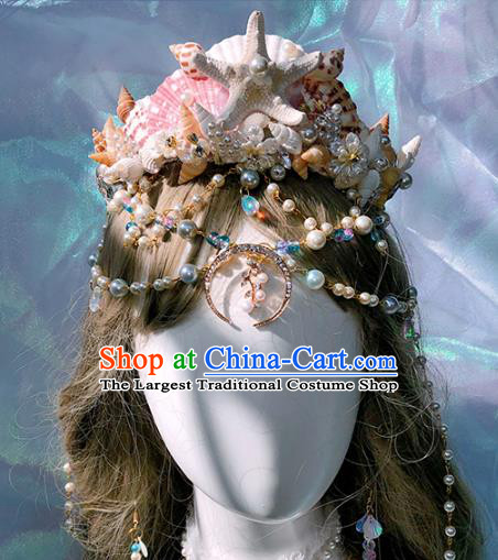 Handmade Starfish Hair Accessories Headwear Halloween Cosplay Mermaid Princess Deluxe Royal Crown