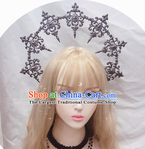 Handmade Halloween Stage Show Headwear Cosplay Gothic Hair Accessories Goddess Aureole Royal Crown