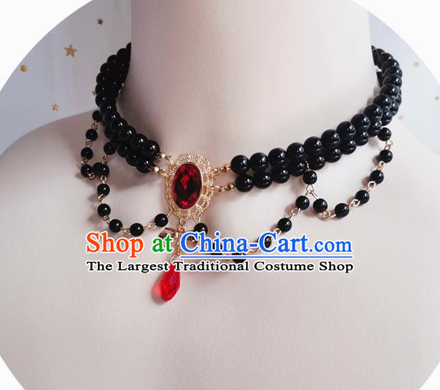 Top Darkness Black Necklace Halloween Cosplay Stage Show Accessories Europe Court Gothic Necklet