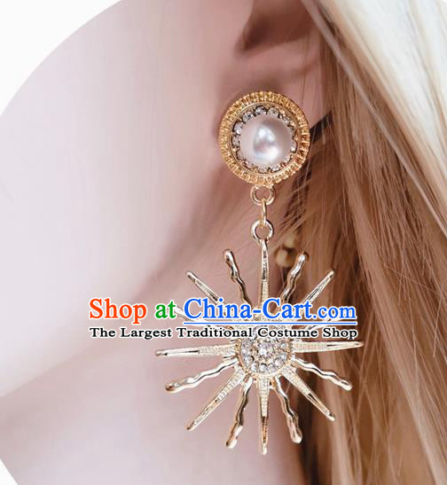 Handmade Golden Sun Earrings Retro Accessories Europe Cosplay Eardrop