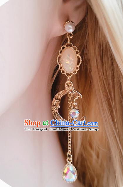 Handmade Moon Earrings Europe Court Eardrop Baroque Retro Accessories