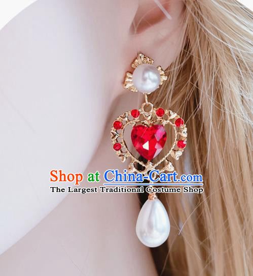 Handmade Bride Earrings Baroque Retro Accessories Europe Court Heart Shape Eardrop