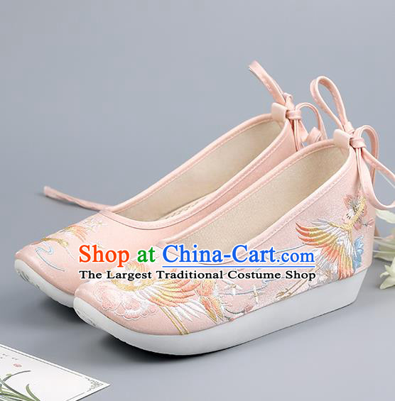 China Ancient Court Shoes Ming Dynasty Princess Shoes Embroidered Shoes Traditional Hanfu Pink Shoes