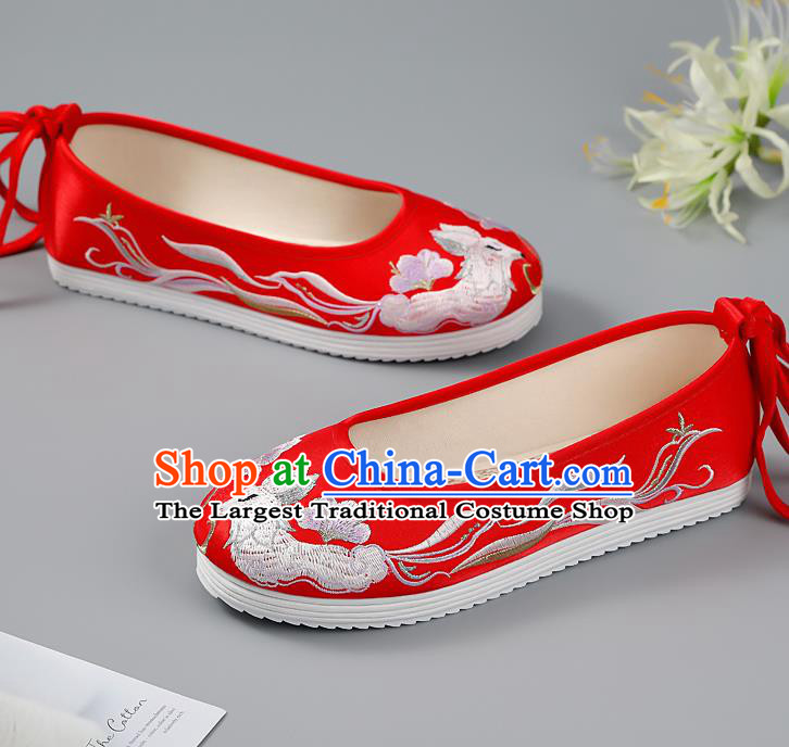 China Red Embroidered Shoes Princess Shoes Traditional Hanfu Shoes Handmade Cloth Shoes Ancient Wedding Shoes