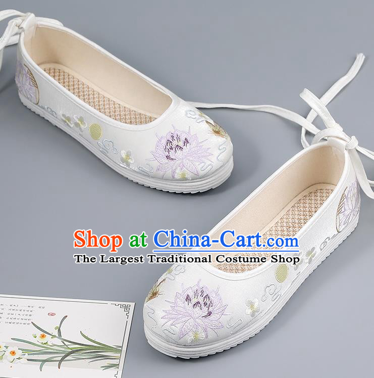 China Princess Shoes Embroidered Lotus Shoes Traditional Hanfu Shoes Cloth Shoes