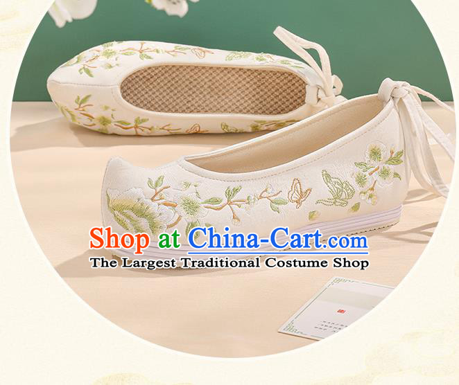 China Traditional Hanfu Princess Shoes Handmade Embroidered Bow Shoes Cloth Shoes