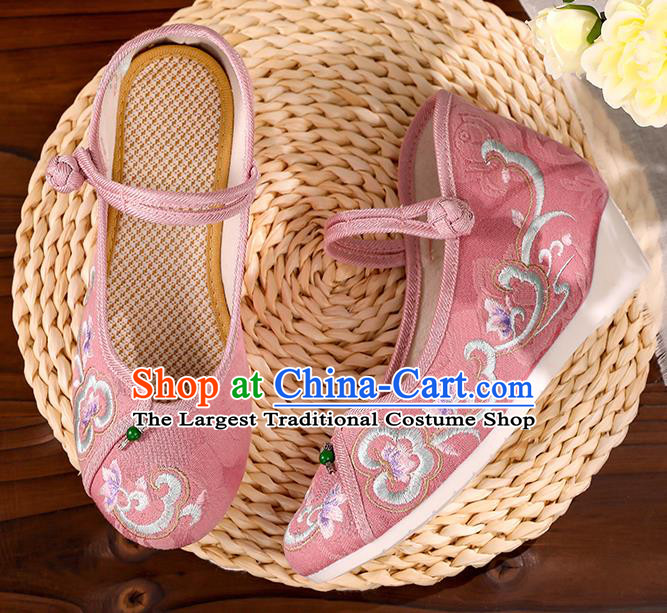 Handmade China Embroidered Pink Shoes Hanfu Shoes Traditional Cloth Shoes National Shoes