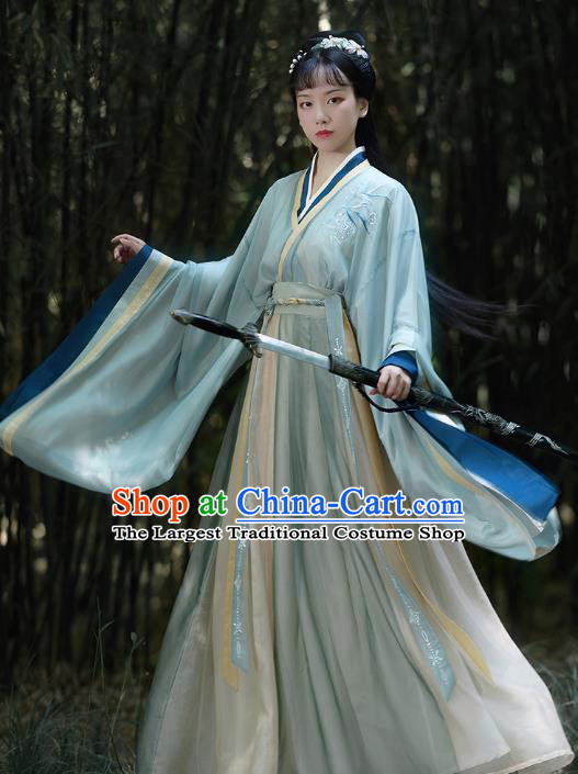 China Traditional Jin Dynasty Swordsman Hanfu Clothing Ancient Chivalrous Expert Apparels Costumes for Men for Women