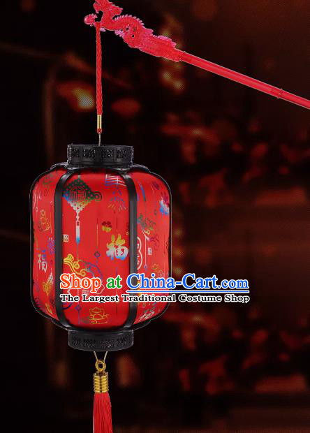 Chinese Portable Lamp Classical Red Lanterns Handmade Lantern Traditional New Year Musical Palace Lantern for Kids