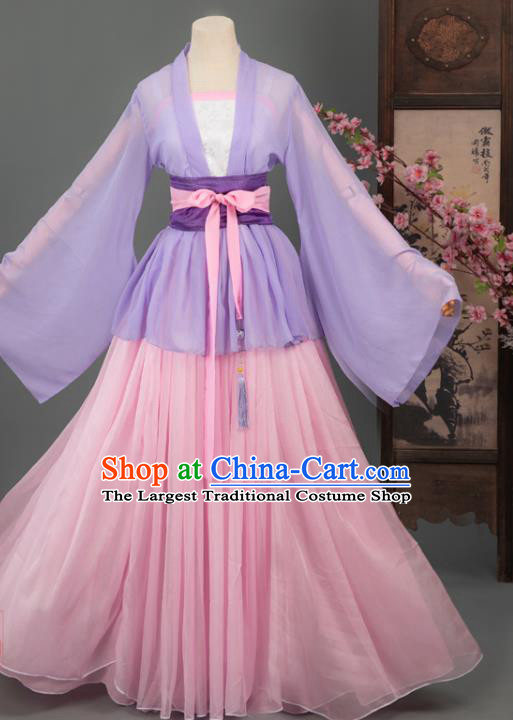 Chinese Cosplay Taoist Nun Costumes Ancient Swordswoman Jiang Yanli Hanfu Apparels