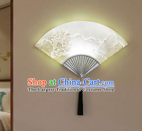 Chinese Traditional Palace Fan Wall Lamp Handmade Classical Lanterns Resin Lantern