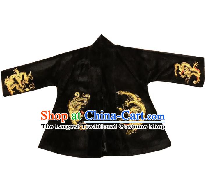 Chinese Winter Jacket Embroidered Tang Suit Outer Garment National Costume Apparels Black Coat