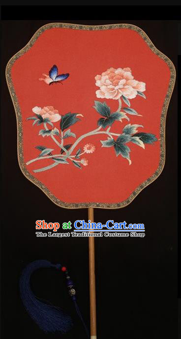 Top Grade Chinese Stage Show Embroidered Fans Suzhou Embroidery Palace Fan Double Sides Pattern Fan Traditional Silk Fan