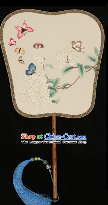 Handmade Chinese Suzhou Embroidery Palace Fan Double Sides Silk Fan Cheongsam Show Embroidered Fans