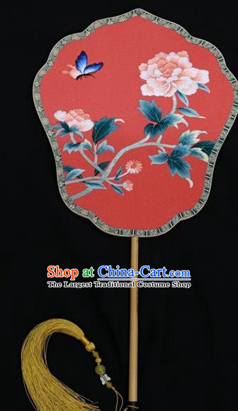 Chinese Traditional Flowers Birds Pattern Palace Fan Suzhou Embroidery Fans Double Side Embroidered Silk Fan