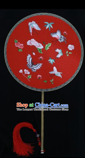 Chinese Stage Show Double Sides Fan Traditional Silk Fan Embroidered Round Fans Suzhou Embroidery Palace Fan