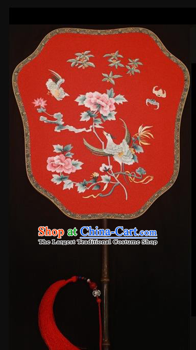 Chinese Traditional Silk Fan Stage Show Embroidered Round Fans Suzhou Embroidery Palace Fan Double Sides Pattern Fan