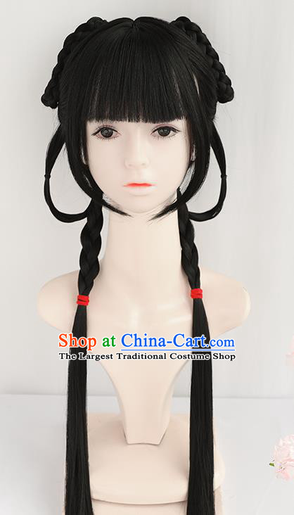 Chinese Cosplay Bangs Wigs Best Quality Wigs China Chignon Wig Ancient Young Ladys Wig Sheath