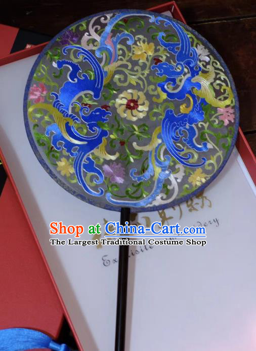 China Qing Dynasty Court Lady Fans Suzhou Double Side Fans Ancient Palace Fan Handmade Round Fan Embroidery Silk Fan